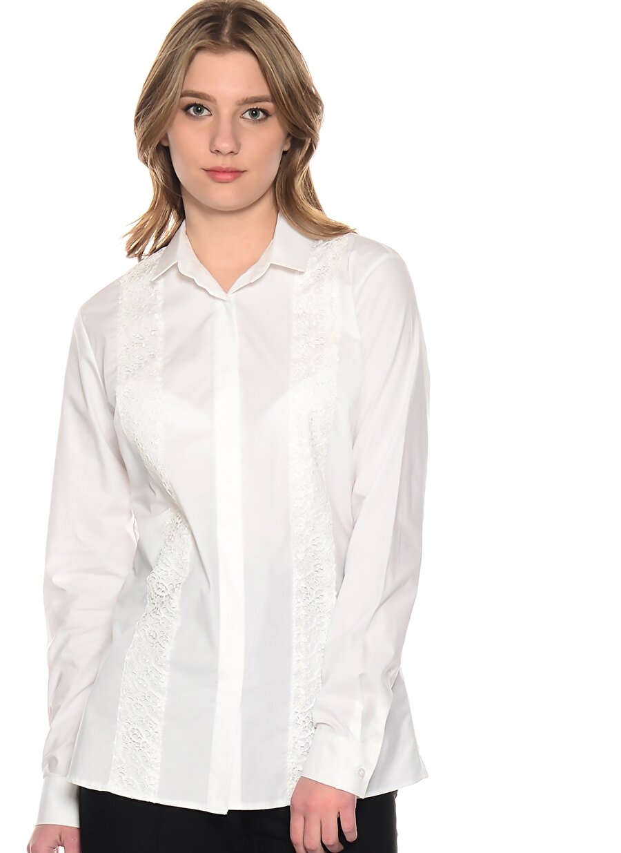 XL Beyaz Fabrika Gömlek Kadın Giyim Bluz