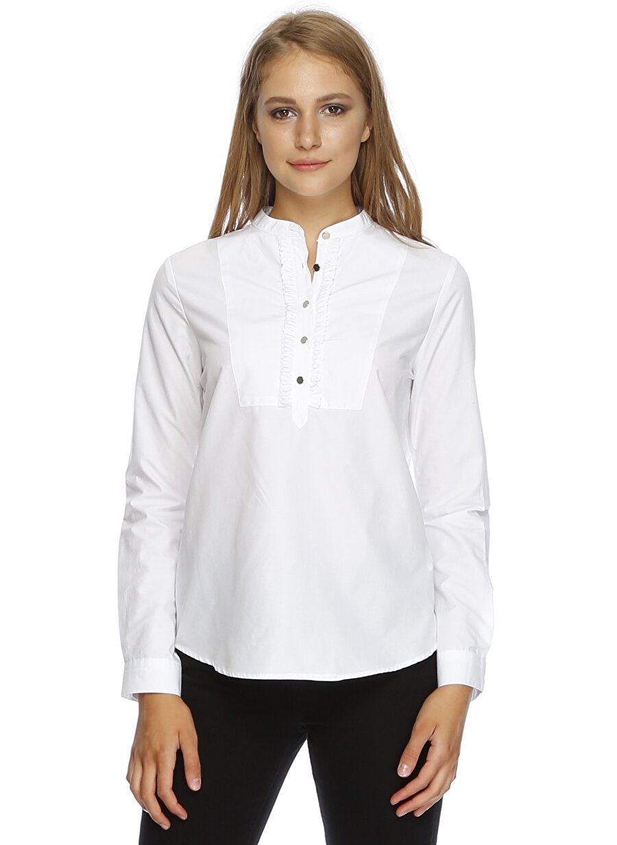 34 Beyaz Limon Bluz Kadın Giyim Gömlek