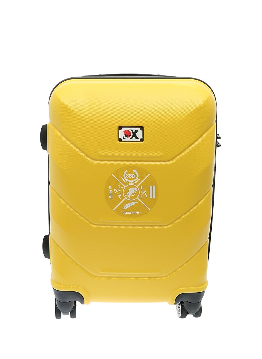 Ox Unisex Sarı Kabin Boy Çekçekli Sert Valiz