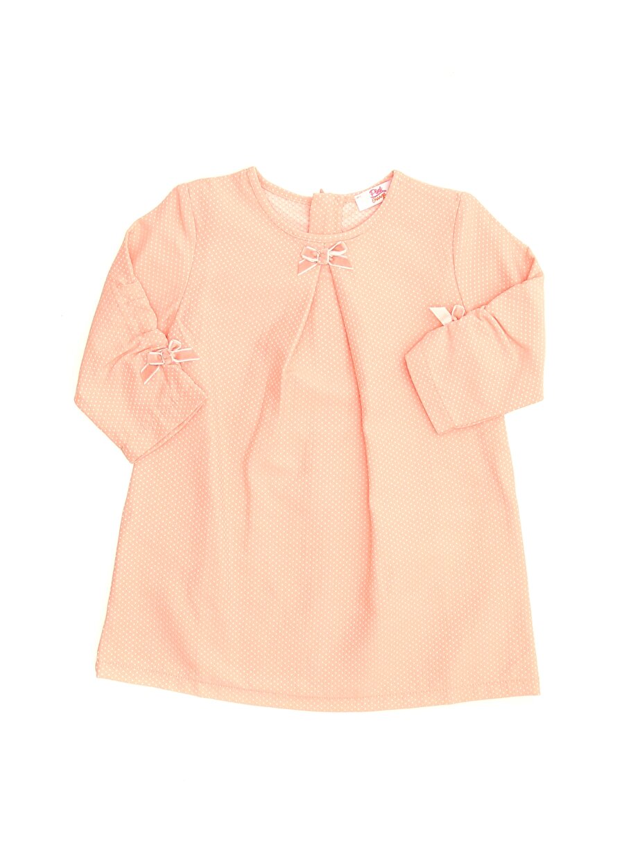 Pink&Orange Çocuk Puantiyeli Pembe Elbise