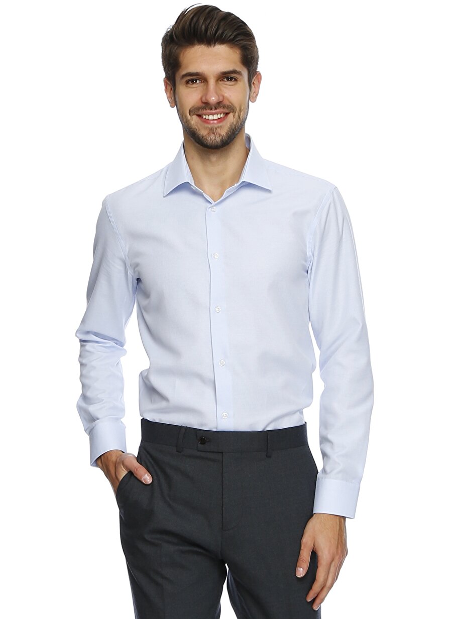 XL Mavi Cotton Bar Regular Fit Gömlek Erkek Giyim
