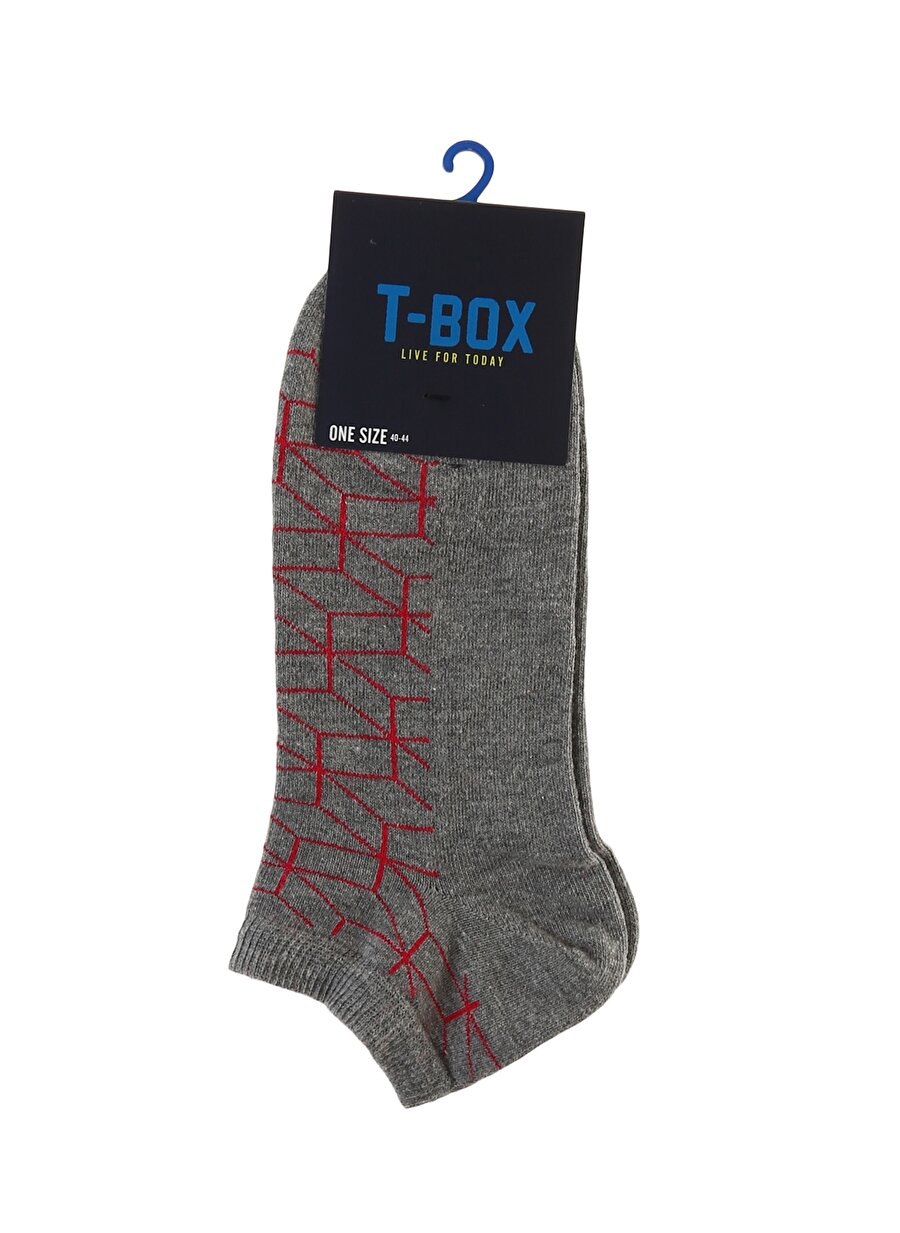 T-Box Desenli Gri Çorap