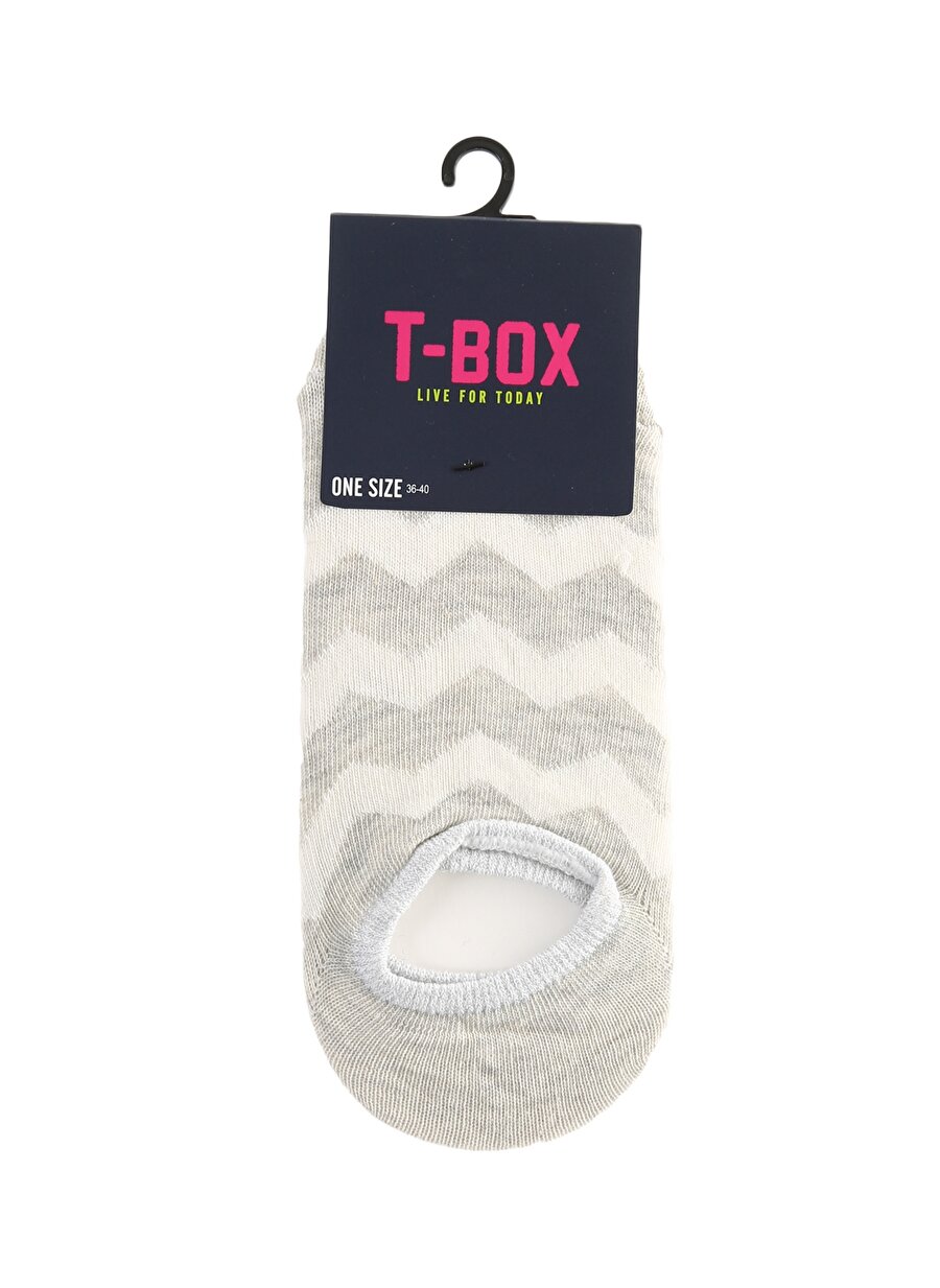 T-Box Zigzag Çizgili Gri - Beyaz Soket Soket Çorap