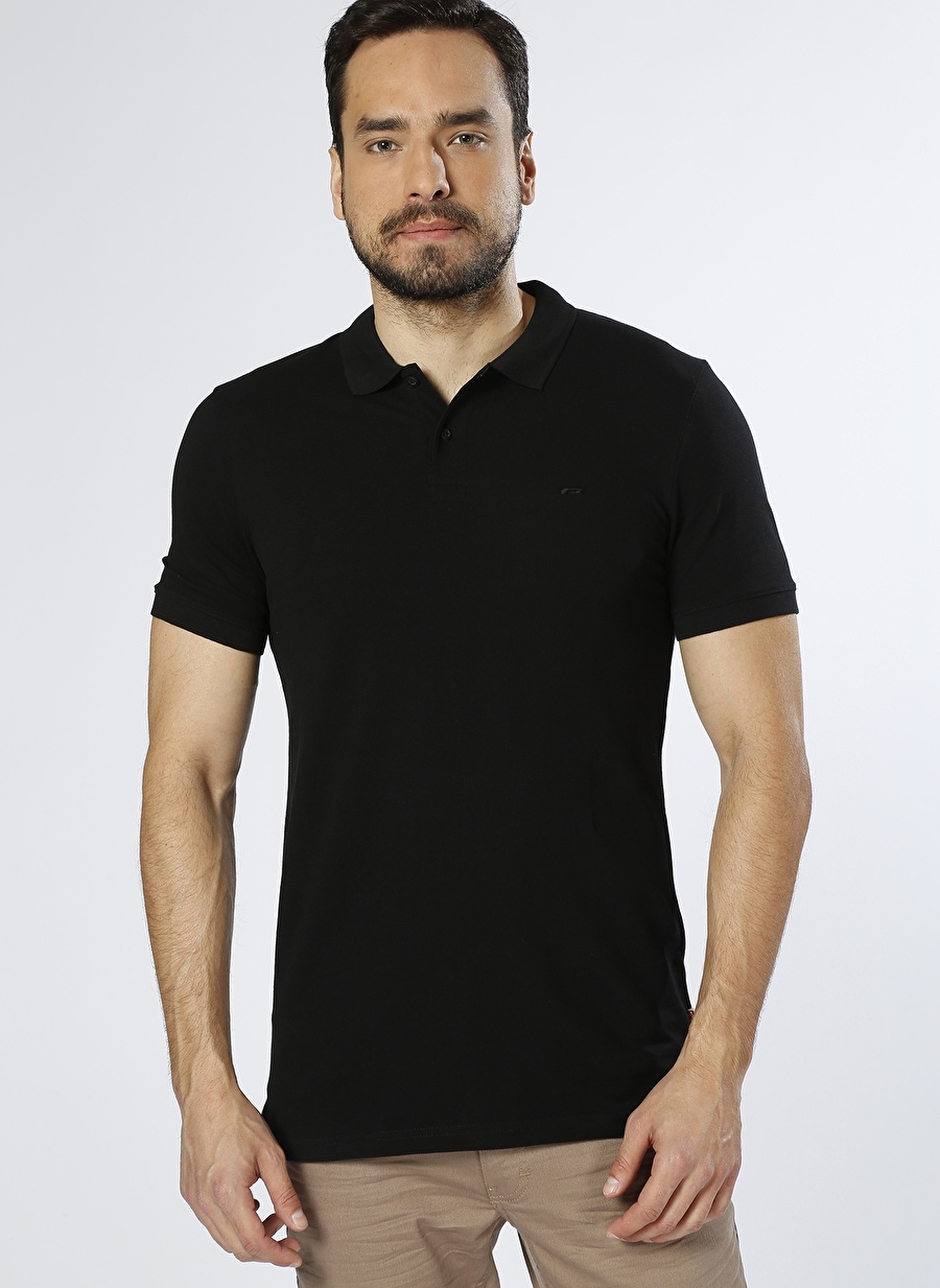 Jack & Jones Polo Yaka Düz Siyah Erkek T-Shirt 12136516 JJEBASIC