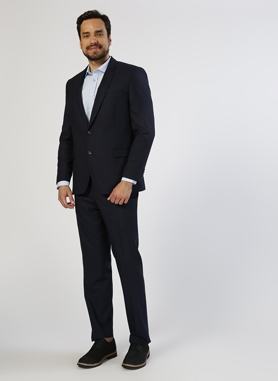 50-6 Koyu Lacivert Pierre Cardin Desenli Takım Elbise Erkek Giyim