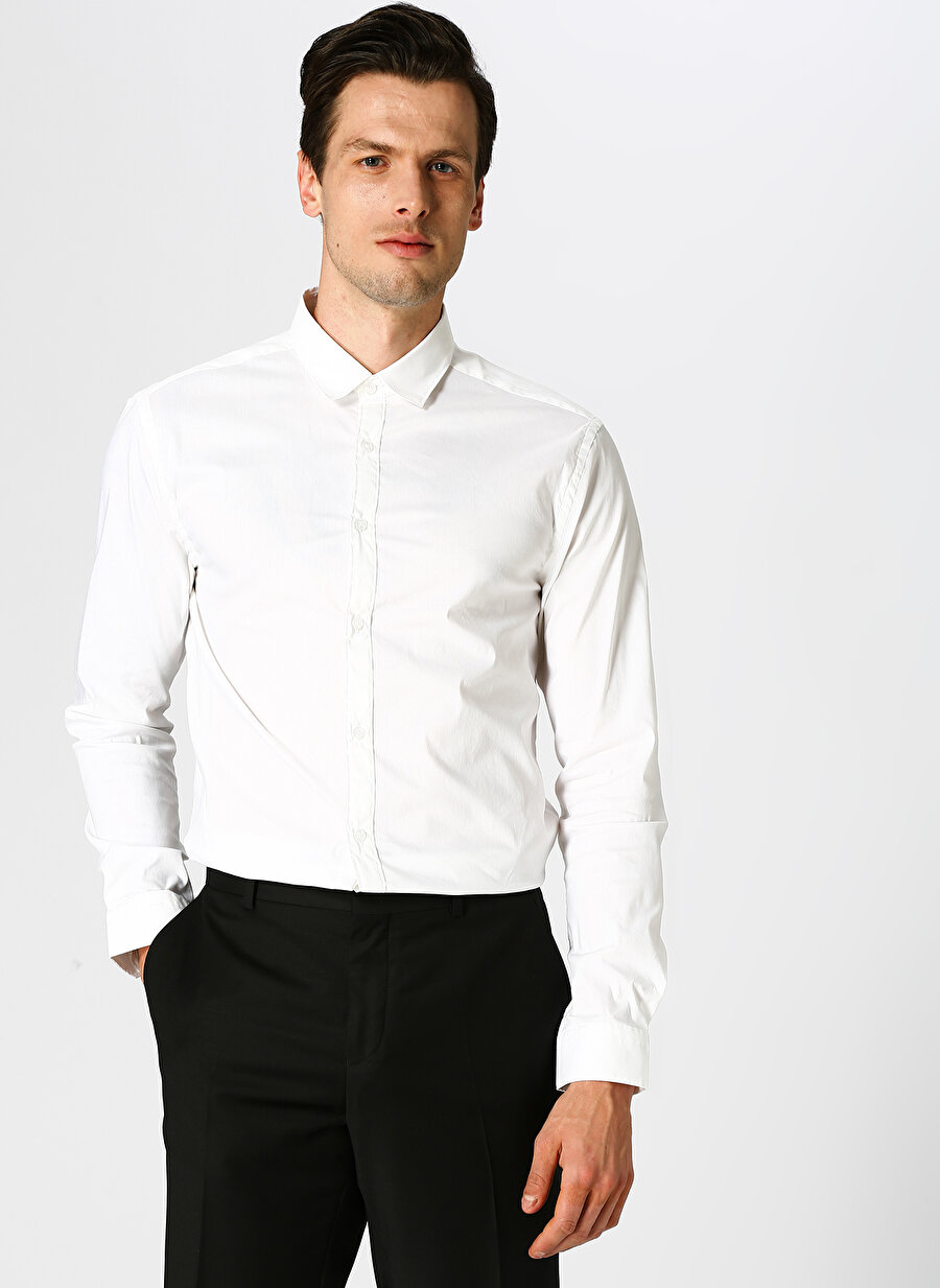 2XL Beyaz Fabrika Basic Gömlek Erkek Giyim