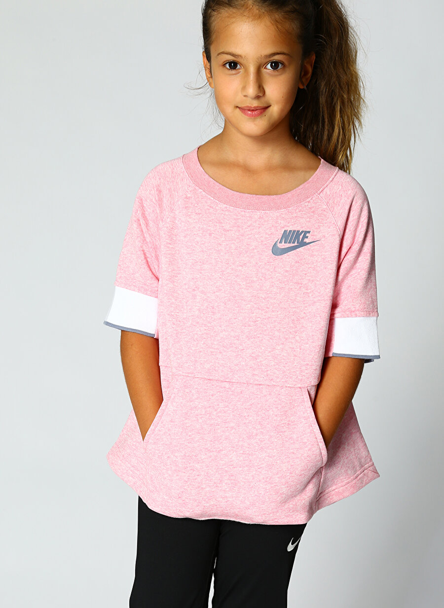 L Kadın Kırmızı - Pembe Nike Sportswear T-Shirt Çocuk Giyim Sweatshirt