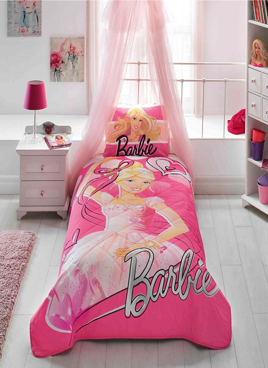 Taç Barbie Ballerina Tek Kişilik Ranforce Yatak Örtüsü