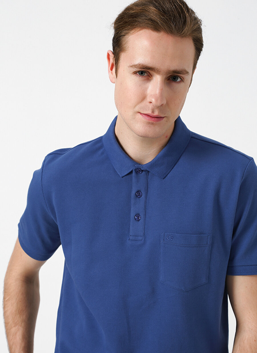 S Mavi Cotton Bar Polo T-Shirt Erkek Giyim T-shirt Atlet
