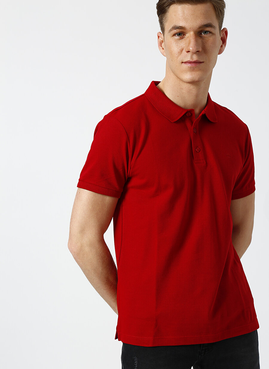 S Kırmızı Cotton Bar Polo T-Shirt Erkek Giyim T-shirt Atlet