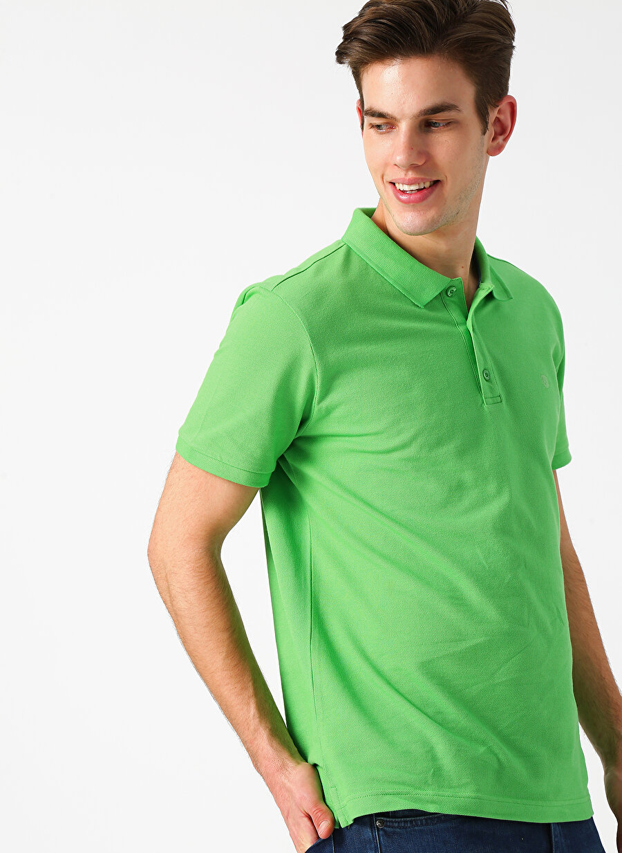 M Açık Yeşil Limon Polo T-Shirt Erkek Yaka