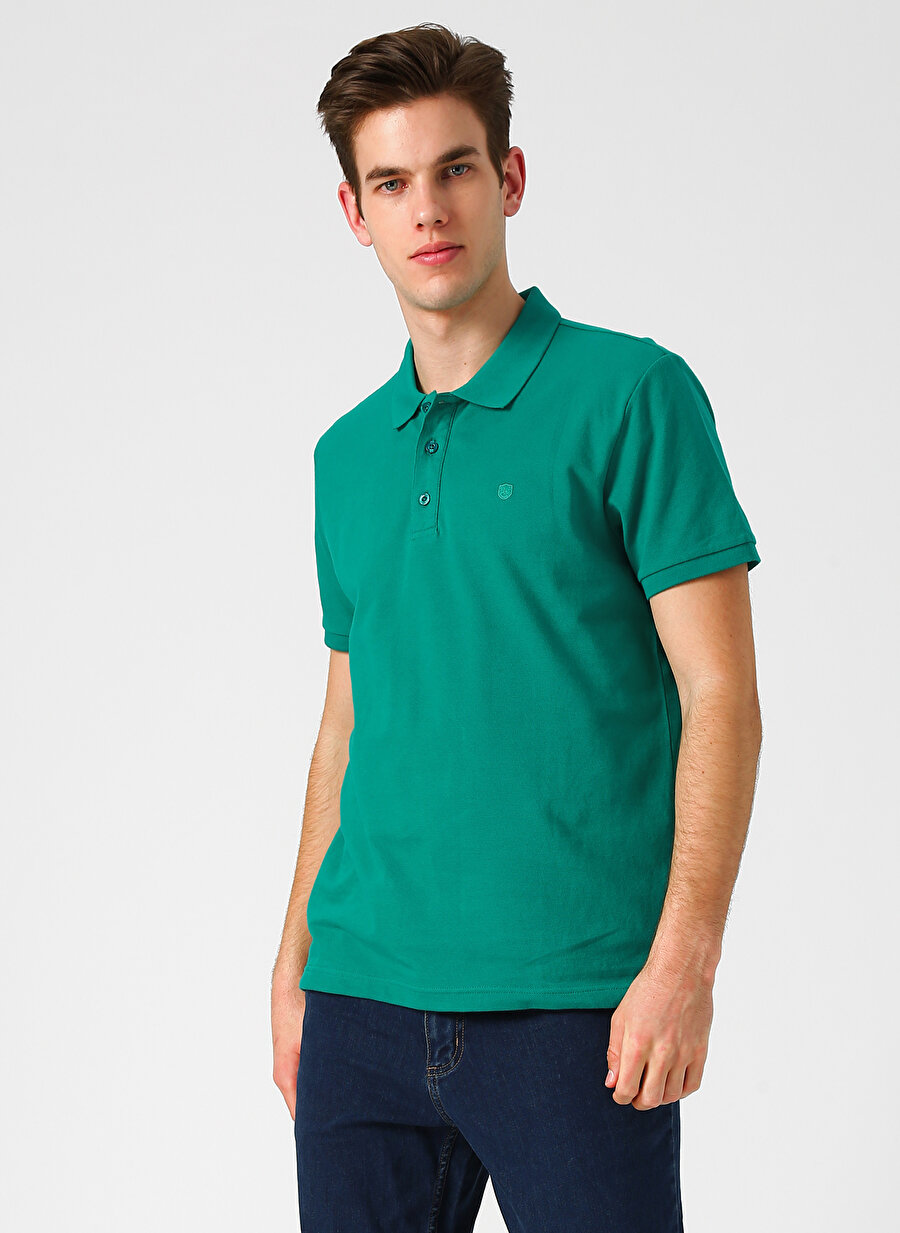 S Koyu Yeşil Limon Polo T-Shirt Erkek Yaka