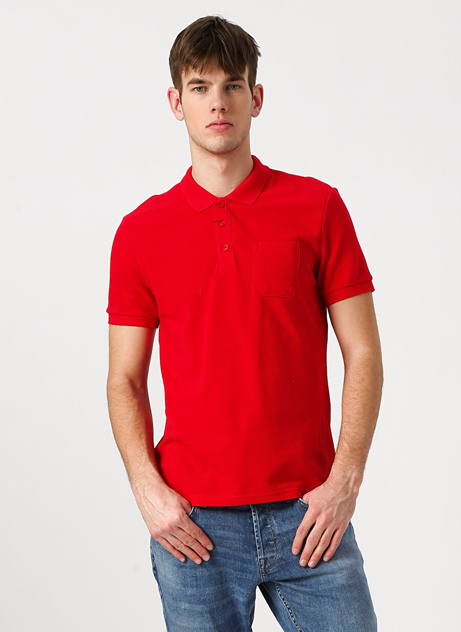 M Kırmızı Limon Polo T-Shirt Erkek Yaka