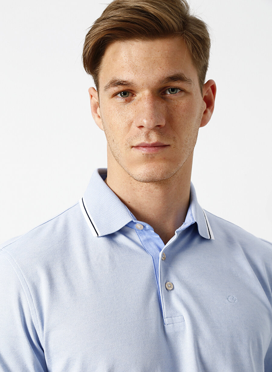 S Mavi Cotton Bar Polo T-Shirt Erkek Giyim T-shirt Atlet