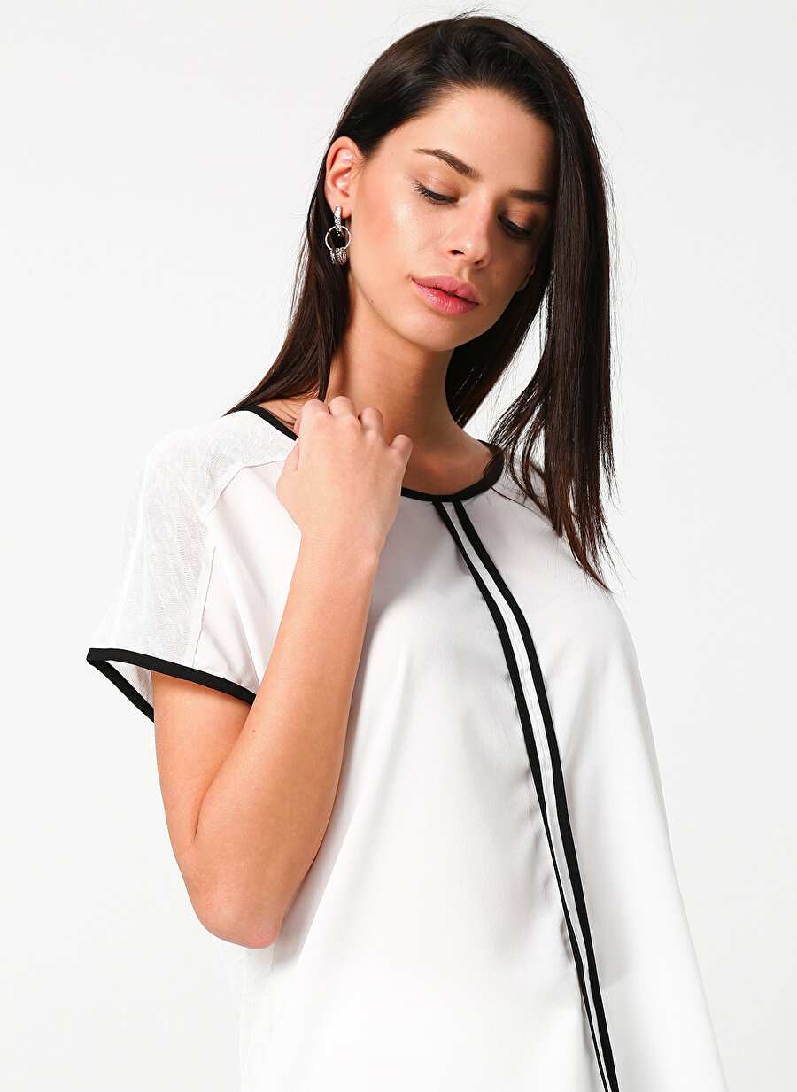XL Siyah - Beyaz Fabrika Bluz Kadın Giyim Gömlek
