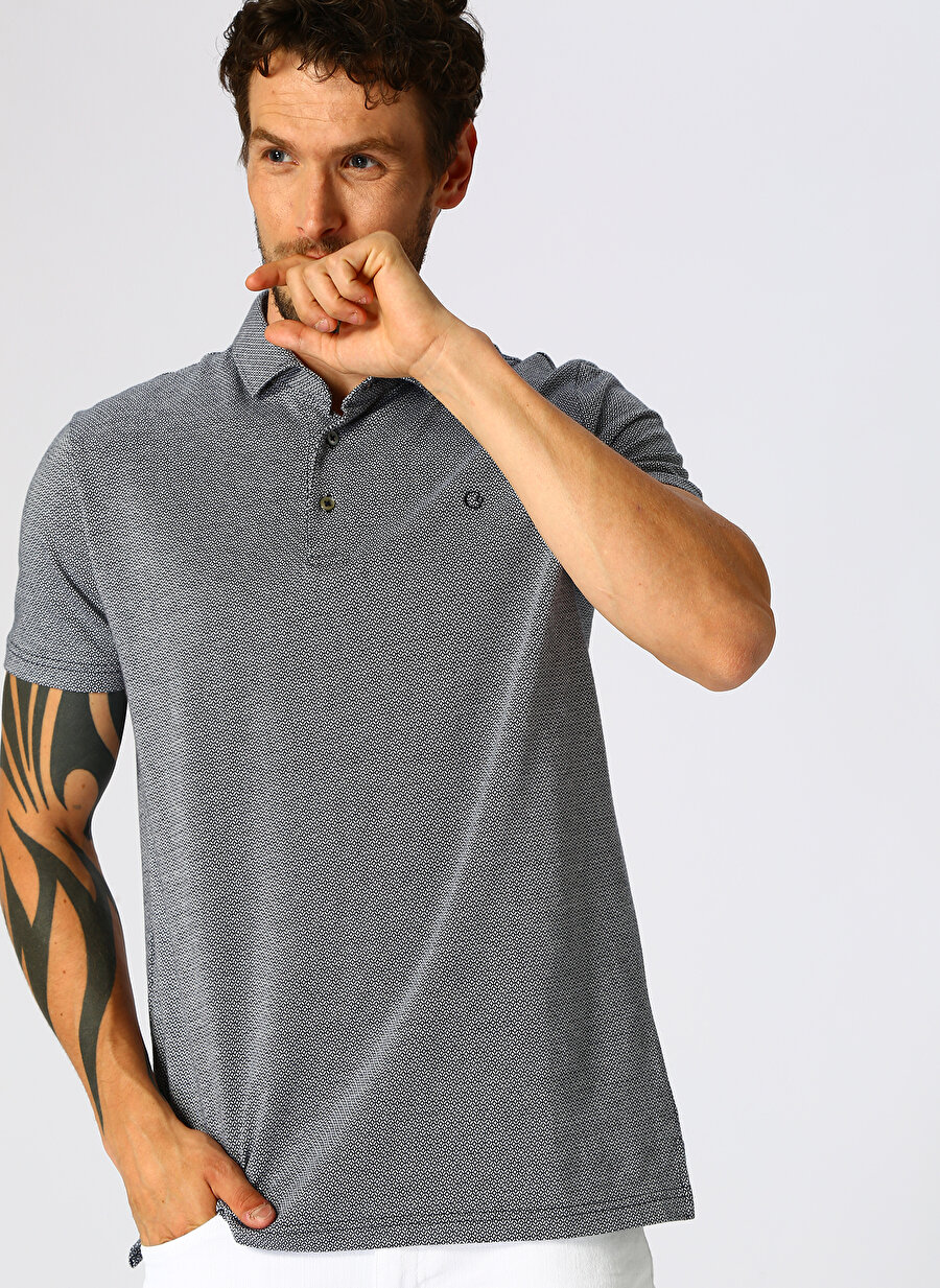 S Lacivert Cotton Bar Polo T-Shirt Erkek Giyim T-shirt Atlet