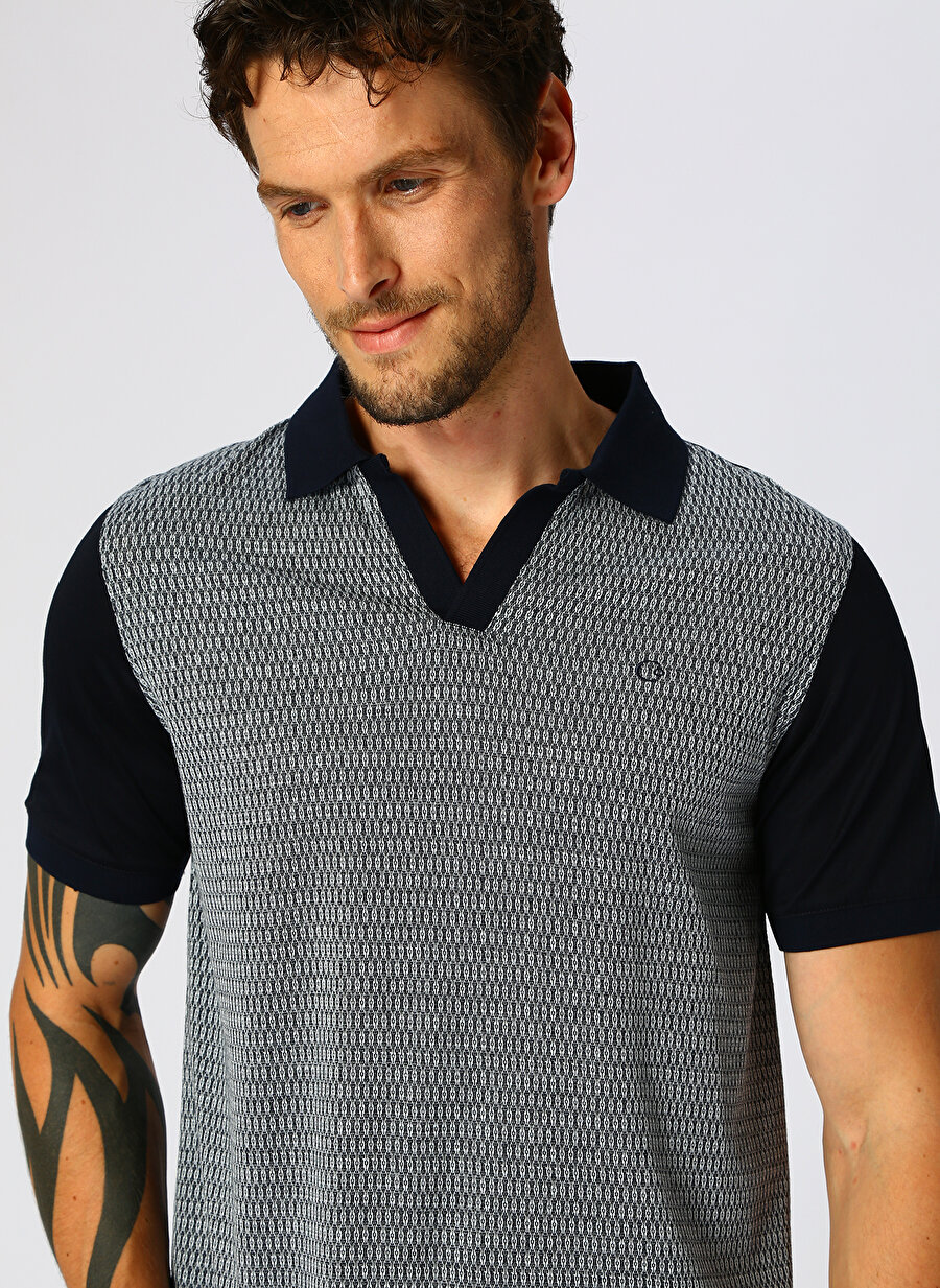 M Lacivert Cotton Bar Polo T-Shirt Erkek Giyim T-shirt Atlet