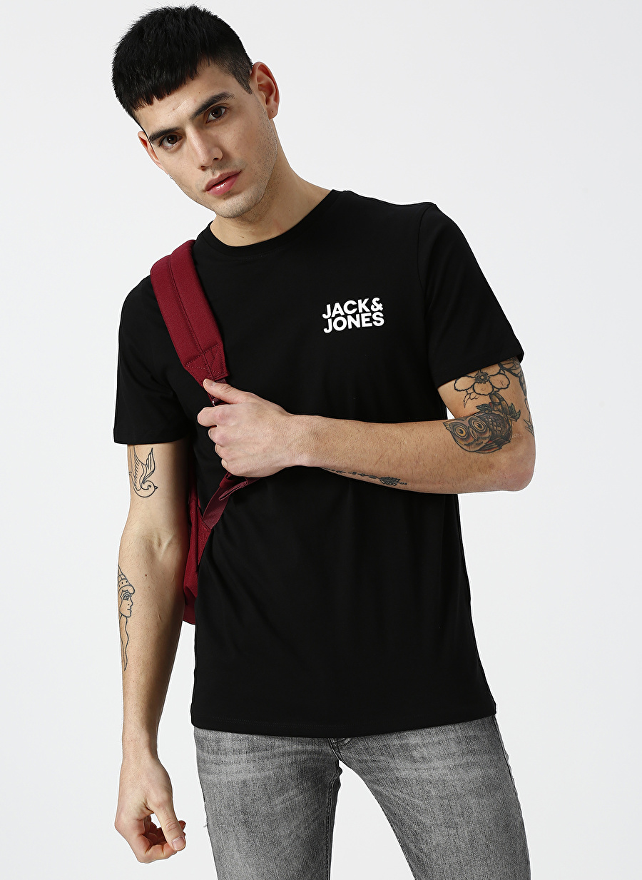 Jack & Jones Siyah Erkek T-Shirt 12151955 Jjecorp Logo Tee Ss Crew N