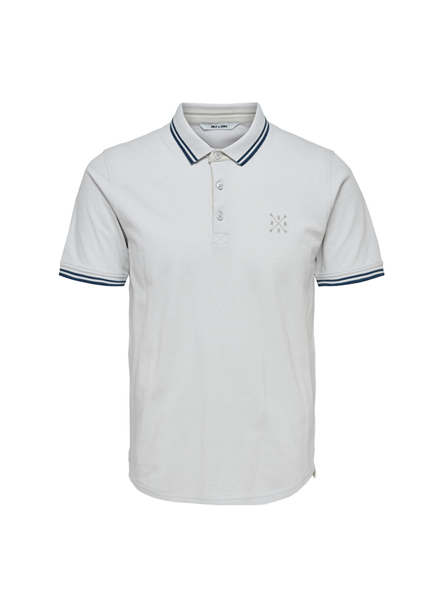 Only & Sons Mavi Çizgili Beyaz Erkek Polo Tişört