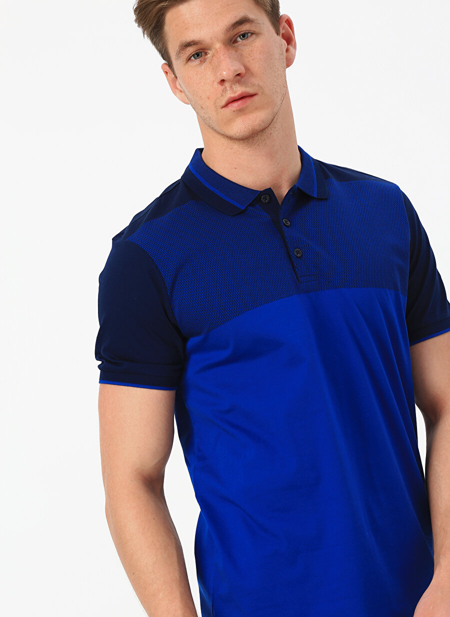 XL Lacivert - Mavi Cotton Bar Polo T-Shirt Erkek Giyim T-shirt Atlet