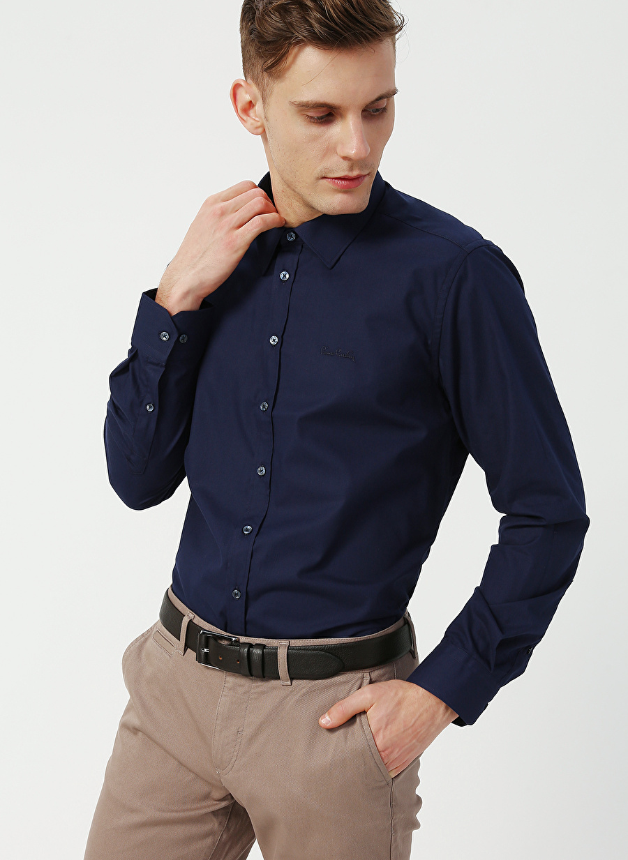 Pierre Cardin G021GL0040791692 Slim Fit Klasik Yaka Lacivert Erkek Gömlek