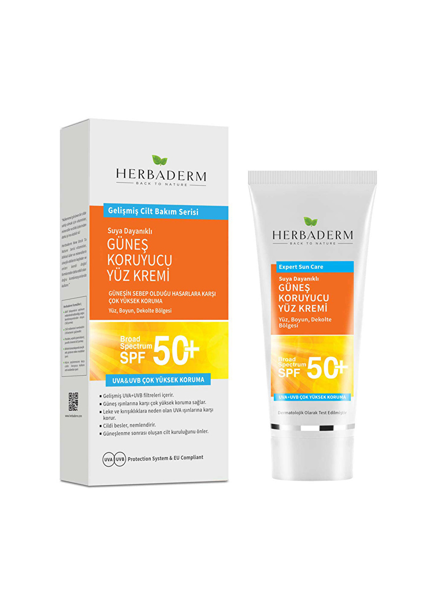 Herbaderm 75 ml Güneş Koruyucu Spf 50+ Yüz Kremi