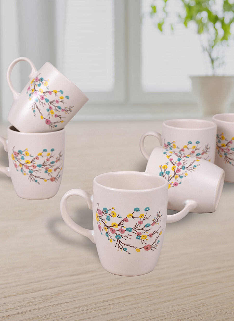 Standart unisex Çok Renkli Keramika İlkbahar Tomurcuk Bulut 9 cm 6 adet Kupa Ev Mutfak Sofra Ürünleri Bardak Fincan