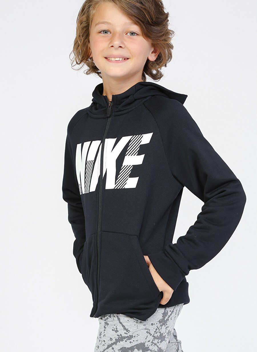 Nike Dri-FIT Tam Boy Fermuarlı Kapüşonlu Erkek Çocuk Eşofman Üstü