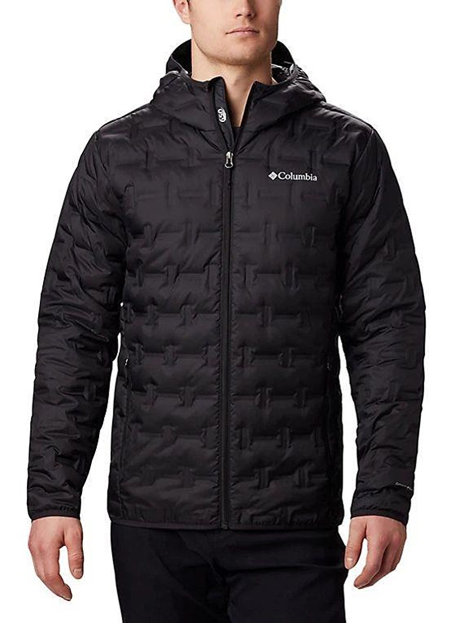 Columbia Siyah Erkek Kapüşon Yaka Desenli Mont DELTA RIDGE™ DOWN HOODED JACKET