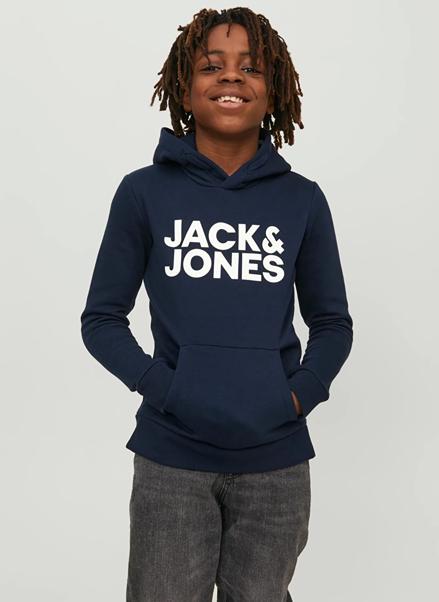 Jack & Jones Erkek Çocuk Lacivert Sweatshırt JJECORP LOGO SWEAT HOOD NOOS JR