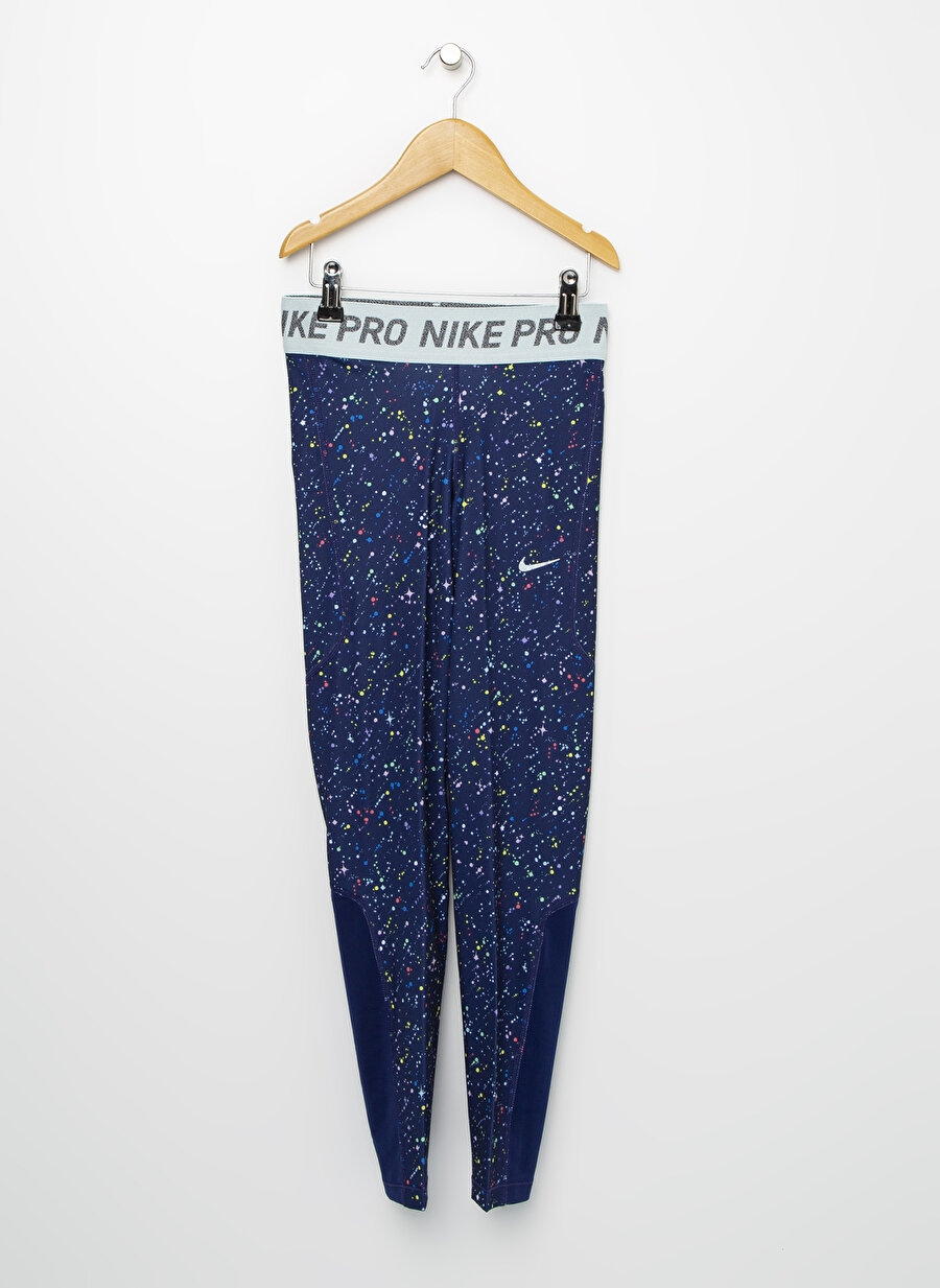 13-15 Yaş Kadın Mavi Nike Pro Warm Baskılı Kız Çocuk Tayt Giyim Pantolon