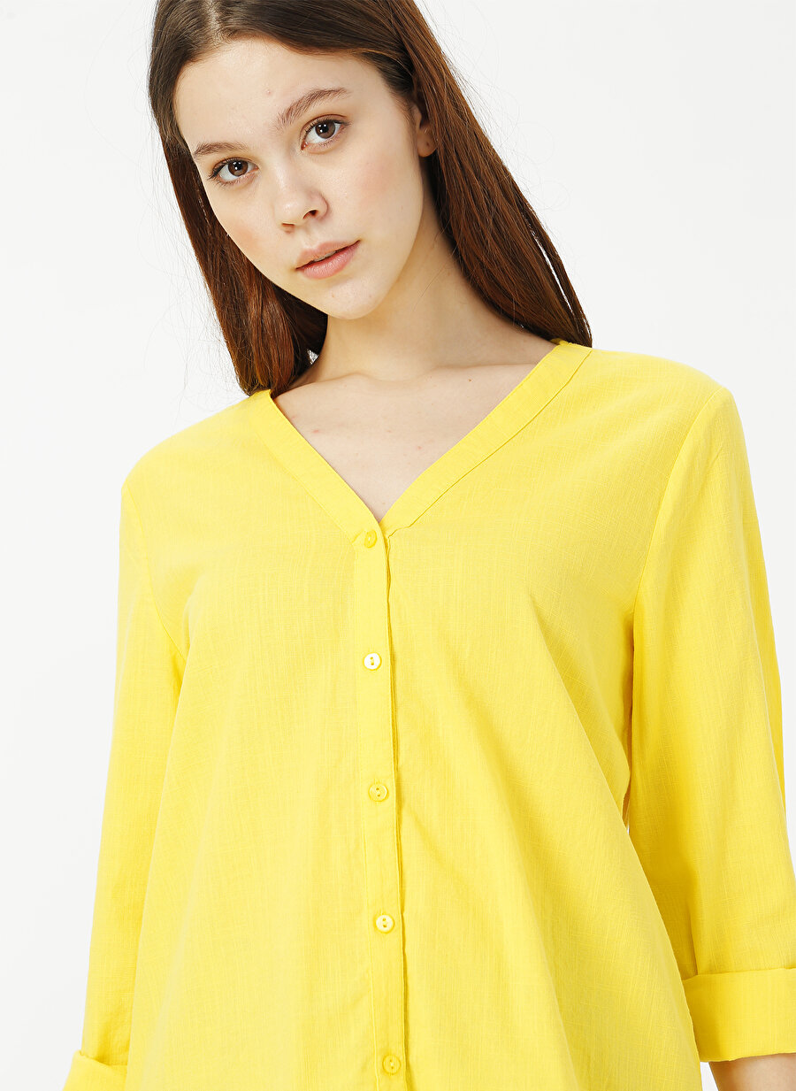 36 Sarı Limon Gömlek Kadın Giyim Bluz