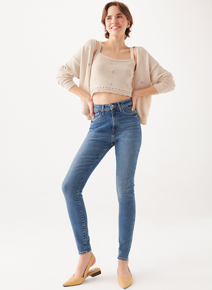 Mavi Yüksek Bel Dar Paça Skinny Fit Kadın Denim Pantolon 100980-30860