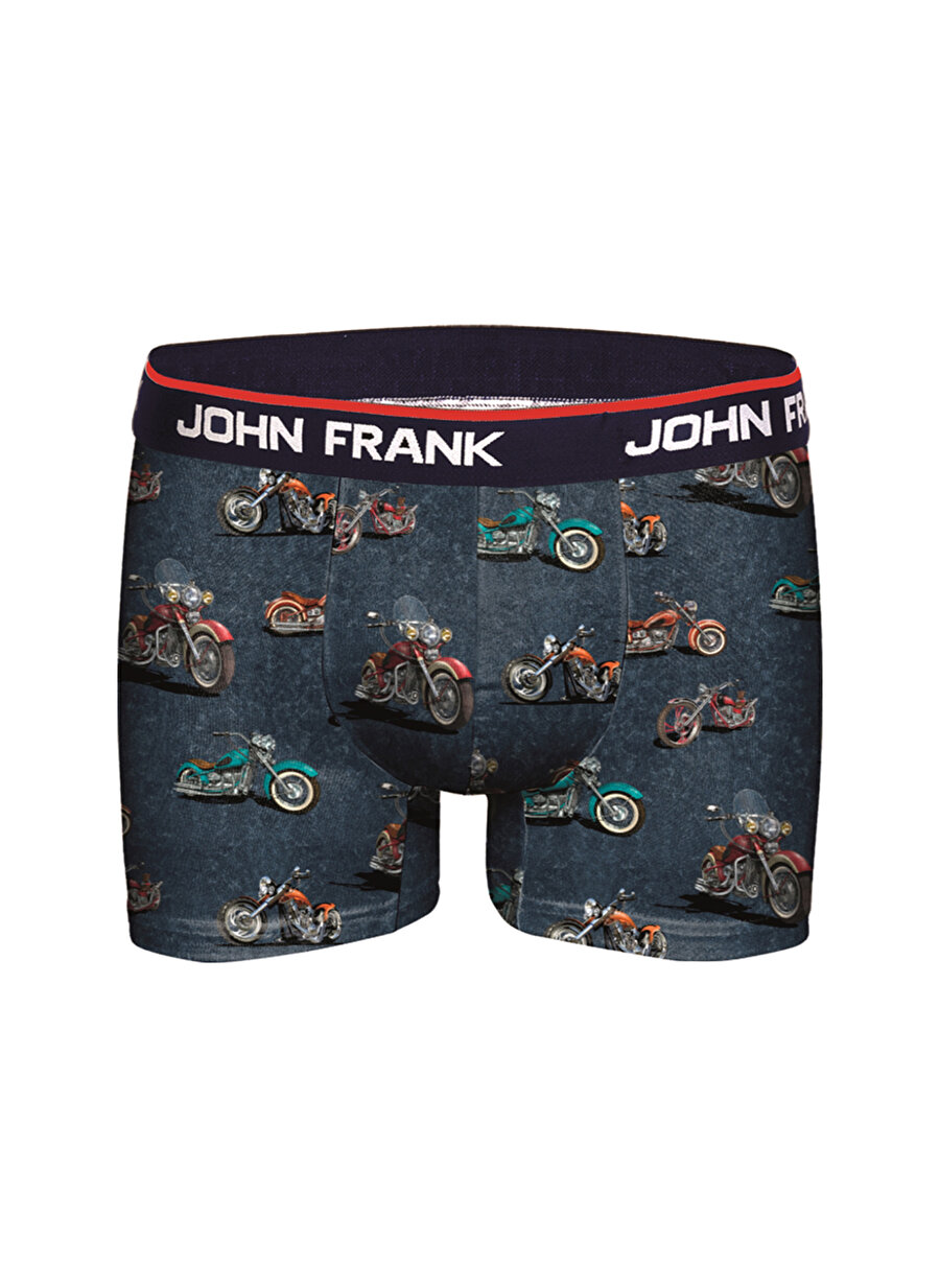 John Frank Lastikli Bel Bol Kesim Pamuklu Baskılı Çok Renkli Erkek Boxer