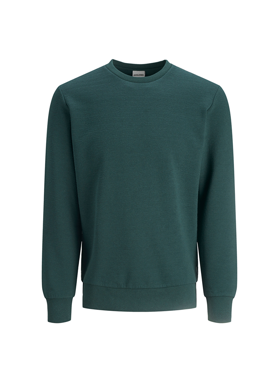 Jack & Jones 12175294_Jcostructure Sweat Crwe Ne O Yaka Uzun Kollu  Normal Kalıp Düz Koyu Gri Erkek Sweatshirt