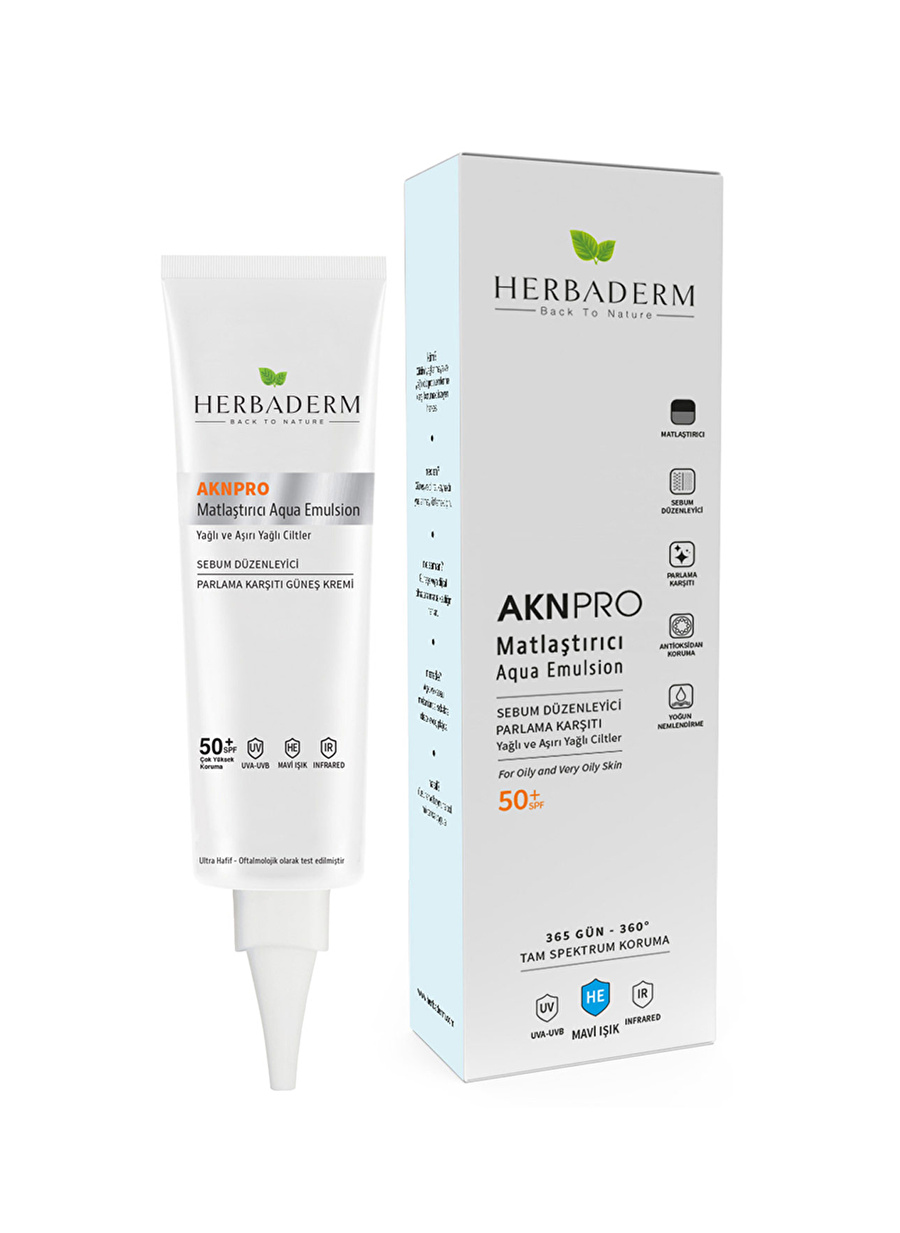 Herbaderm AknPro Matlaştırıcı Güneş Kremi 50+SPF Renksiz