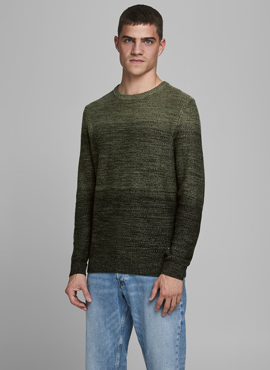 Jack & Jones 12173972 O Yaka Erkek Haki Kazak