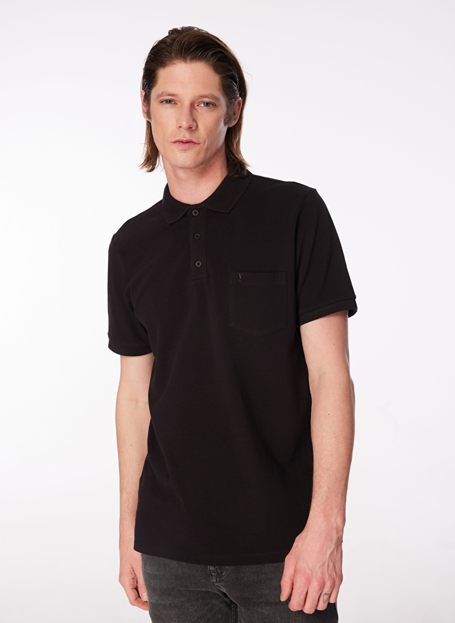 Fabrika Comfort Siyah Erkek Polo Yaka Basic Polo T-Shirt CM NOBRO K CEPLI