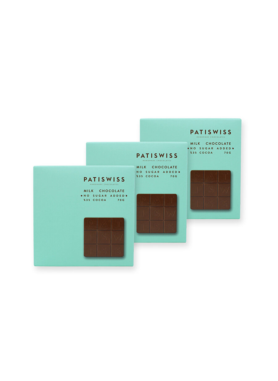 Patiswiss Şeker İlavesiz Sütlü Tablet Çikolata 70 Gr (3 Adet)