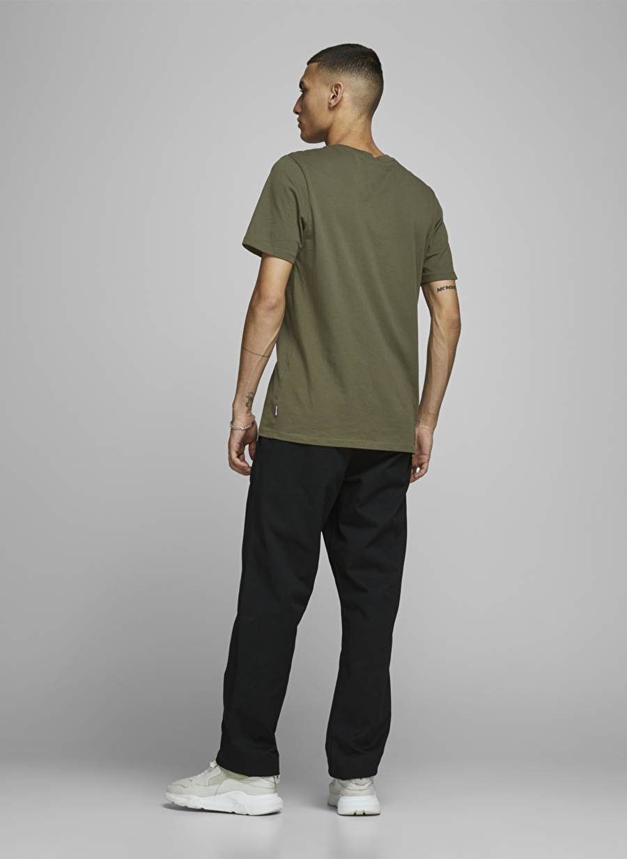 Jack & Jones O Yaka Düz Haki Erkek T-Shirt 12156101_JJEORGANI