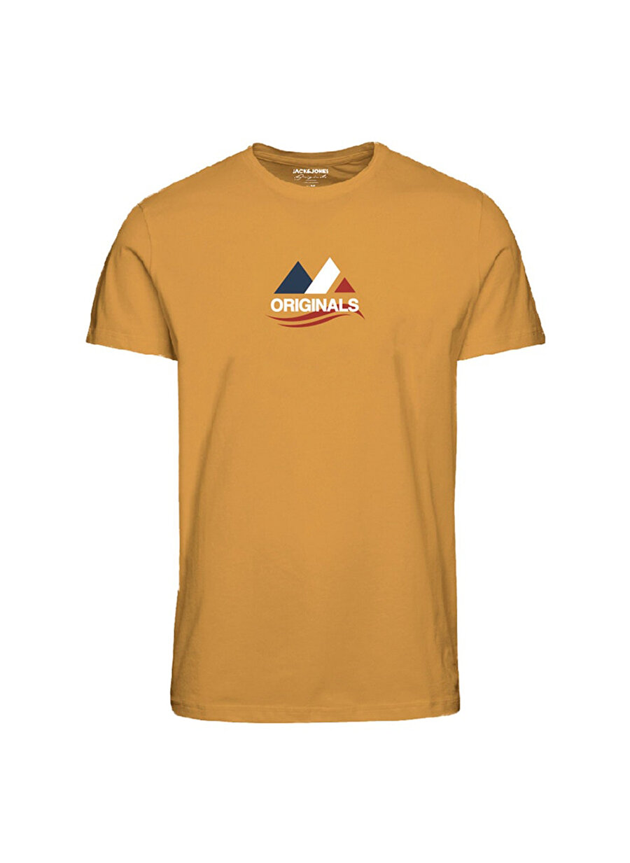 Jack & Jones Erkek Baskılı Koyu Sarı Bisiklet Yaka T-Shirt