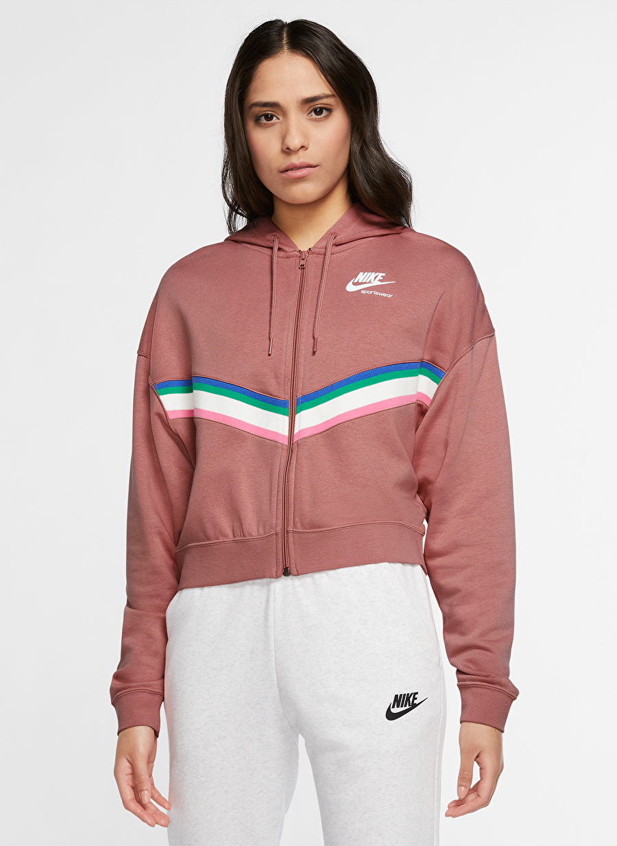 Nike Cu5902-685 W NSW HRTG FZ Fleece Kapüşonlu Fermuarlı Pembe Kadın Sweatshırt