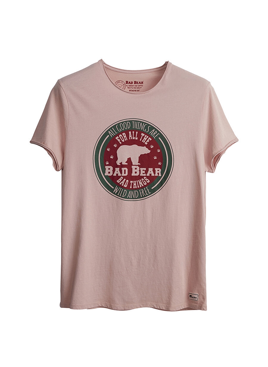 Bad Bear O Yaka Regular Fit Baskılı Erkek Pudra T-Shirt