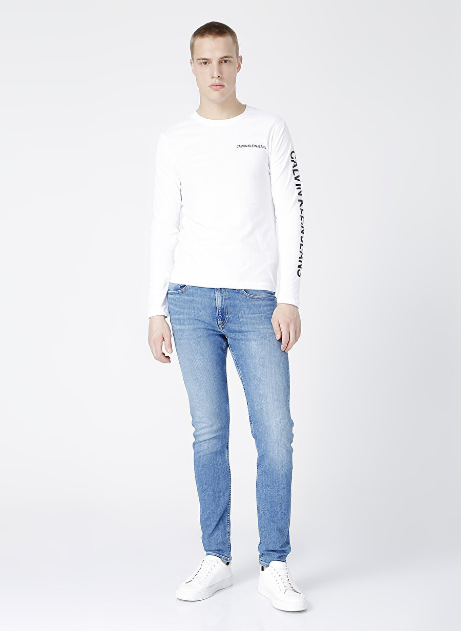 Calvin Klein Slim Tapered Kot 5 Cep Mavi Erkek Denim Pantolon