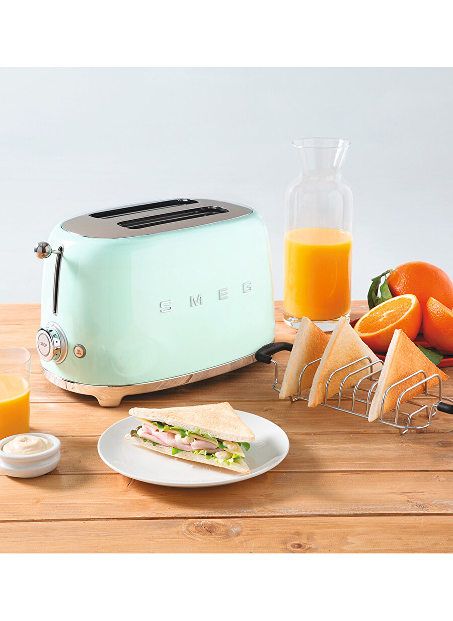 SMEG 50`S Style Retro TSF01PGEU Pastel Yeşil 2X Ekmek Kızartma Makinesi_6