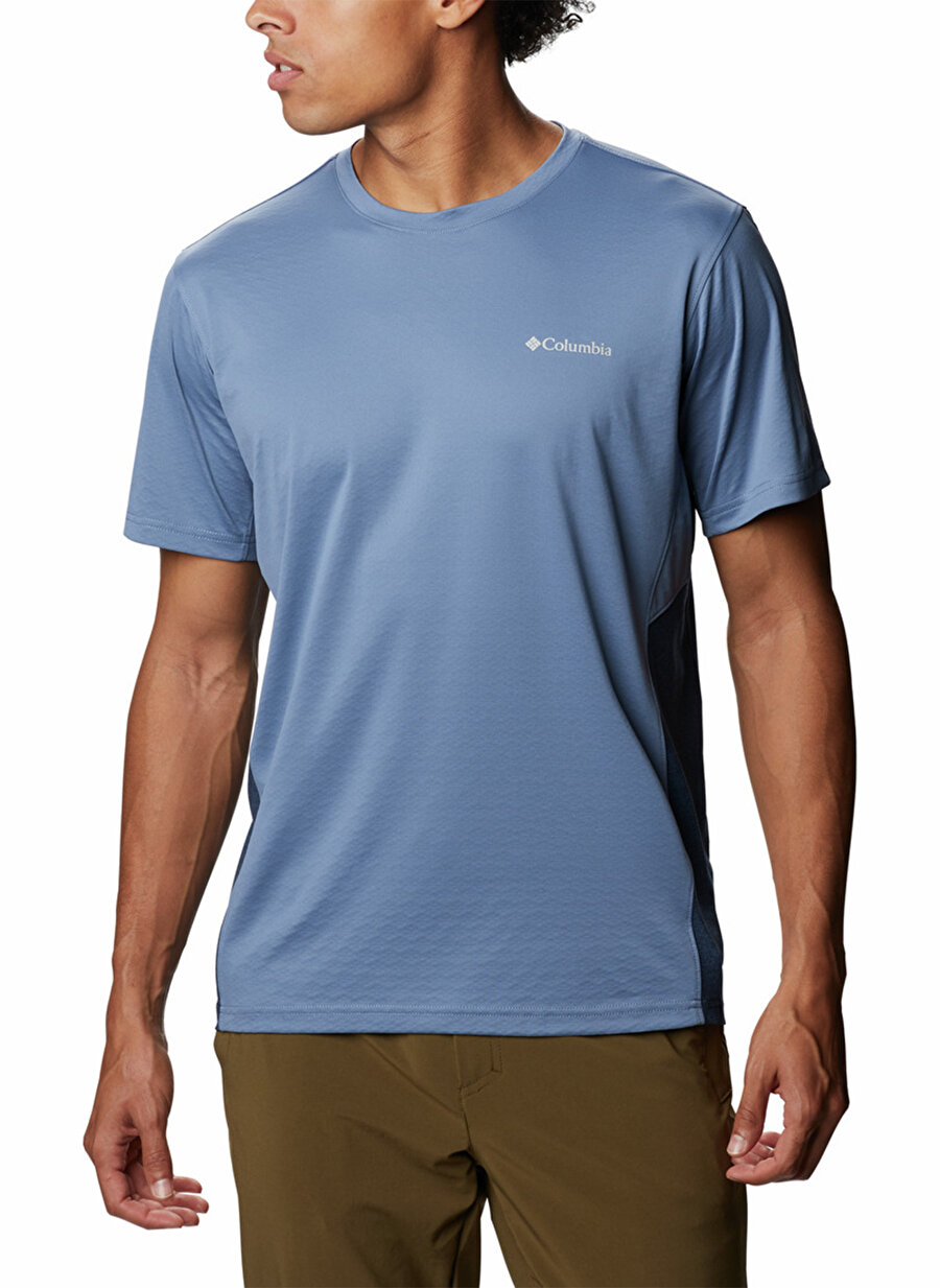 Columbia O Yaka Düz Mavi Erkek T-Shirt AO0809 M ZERO ICE CIRRO-COOL SS SHI