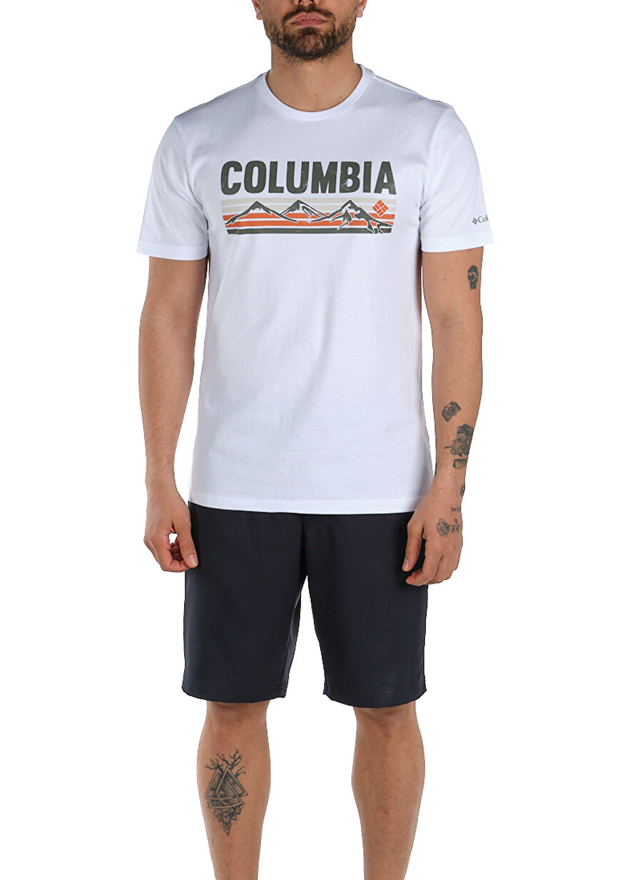 Columbia Erkek Beyaz Bisiklet Yaka T-Shirt
