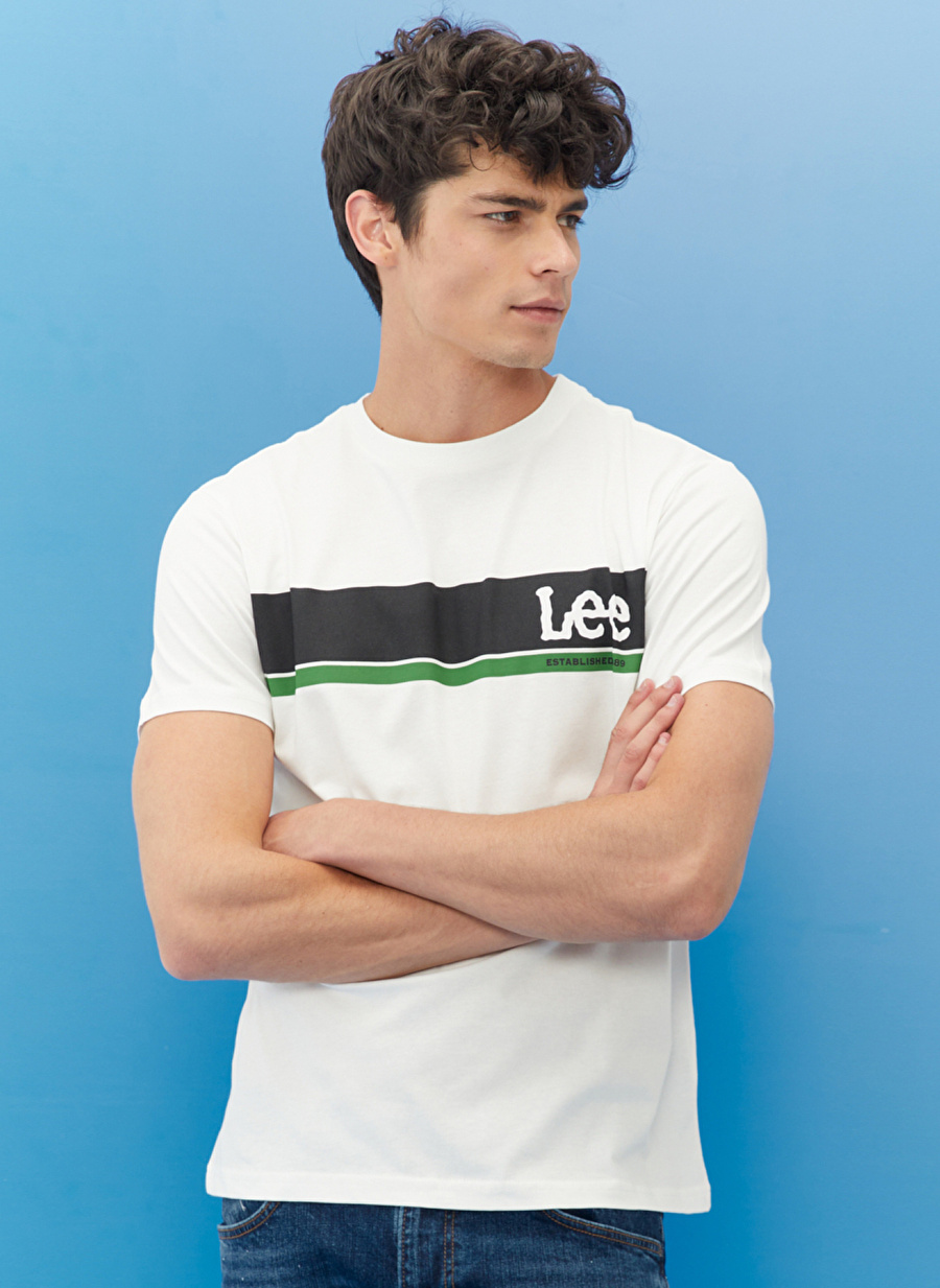 Lee O Yaka Açık Beyaz Erkek T-Shirt L211918102_Logo T-shirt