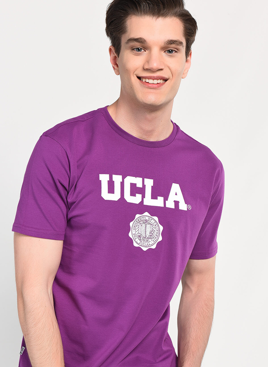 Ucla GAYLEY Bisiklet Yaka  Standart Kalıp Baskılı Mor Erkek T-Shirt