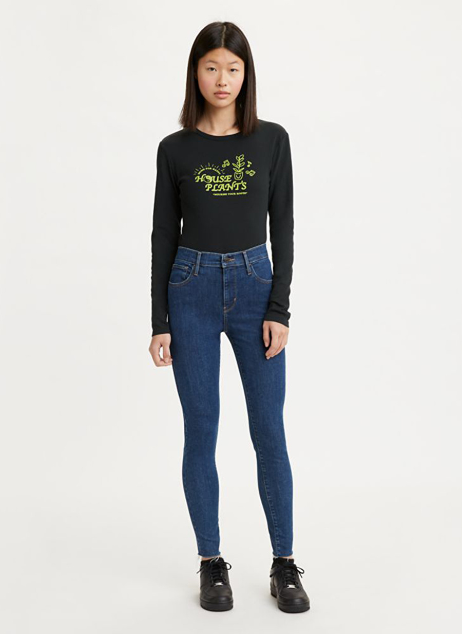 Levis Yüksek Bel Skinny  Paça Skinny Fit Koyu Lacivert Kadın Denim Pantolon 720 HIRISE SUPER S